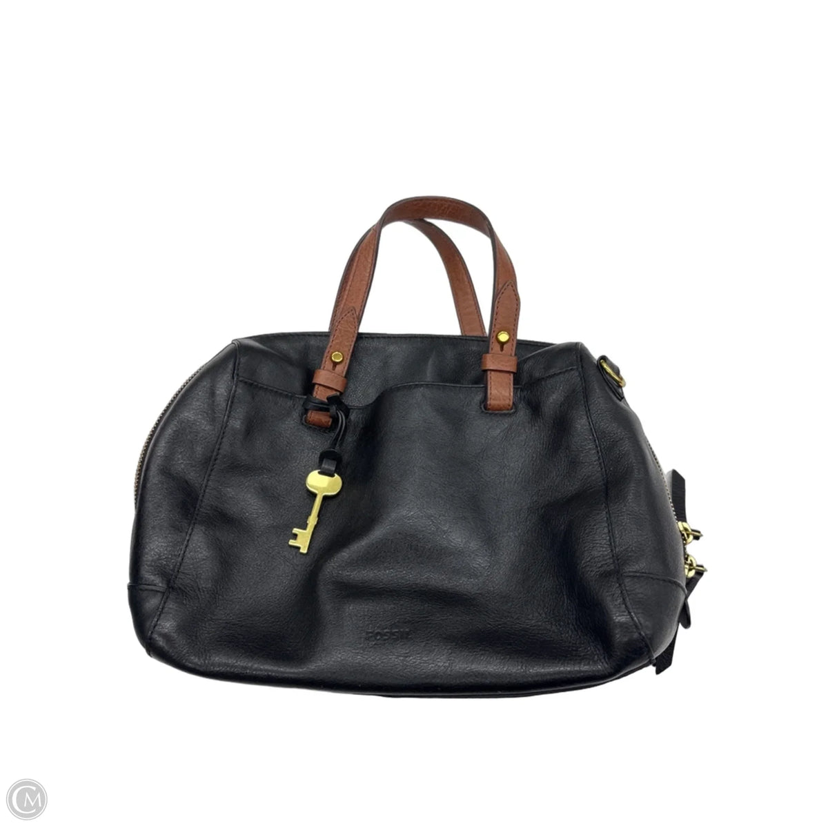 Handbag Leather By Fossil, Size: Medium
