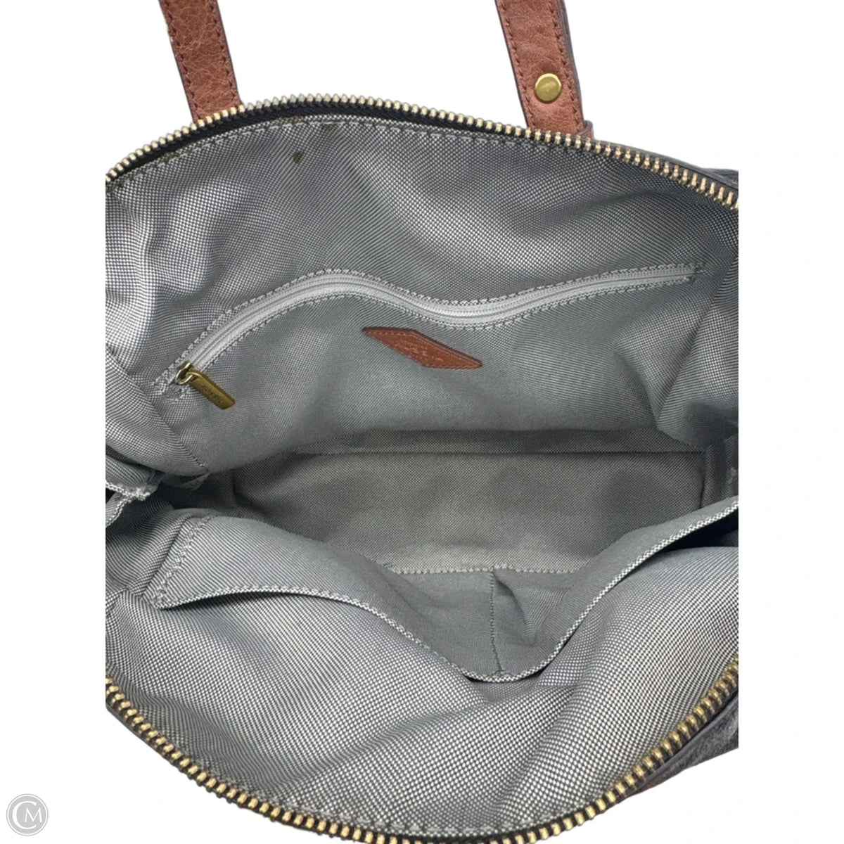 Handbag Leather By Fossil, Size: Medium