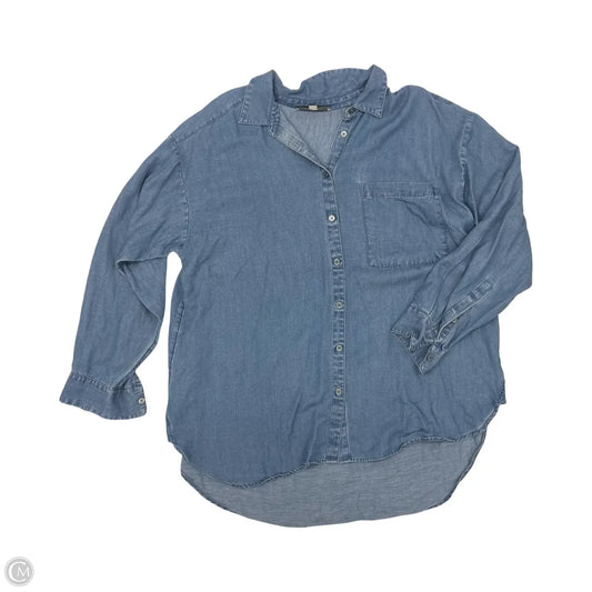 Blouse Long Sleeve By Loft In Blue Denim, Size: Xl