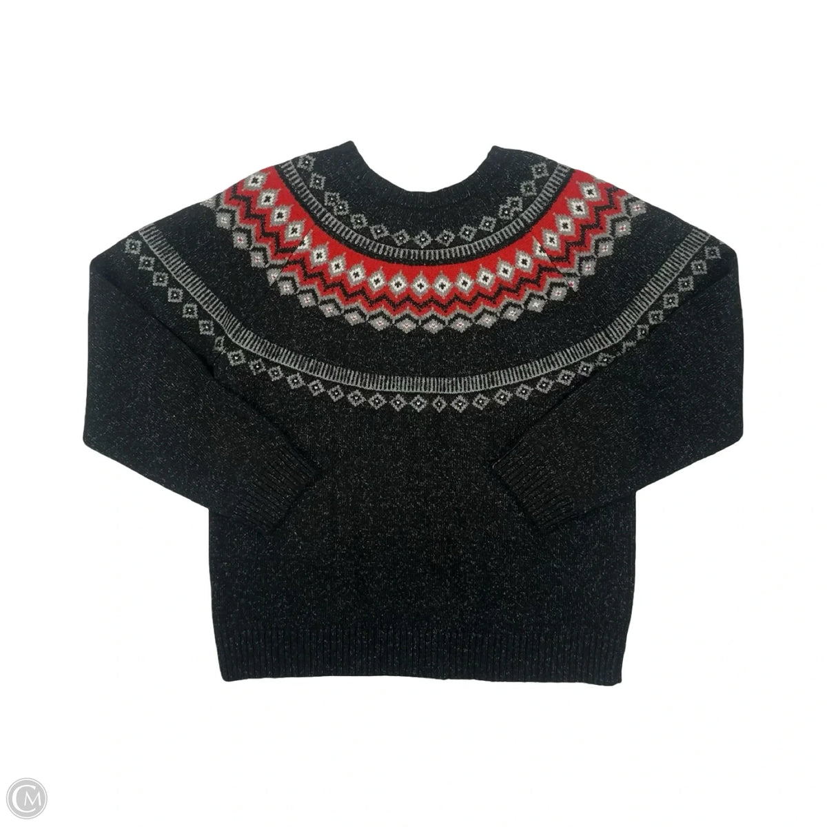 Sweater By Weatherproof In Grey & Red, Size: L