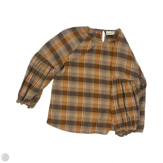 Blouse Long Sleeve By Universal Thread In Brown & Orange, Size: Xl