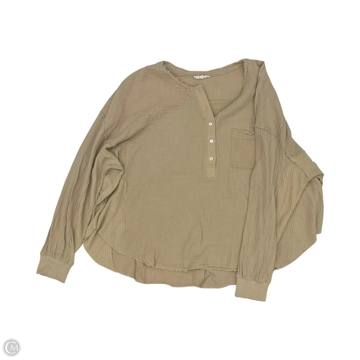 Top Long Sleeve By Aemi + Co In Tan, Size: L