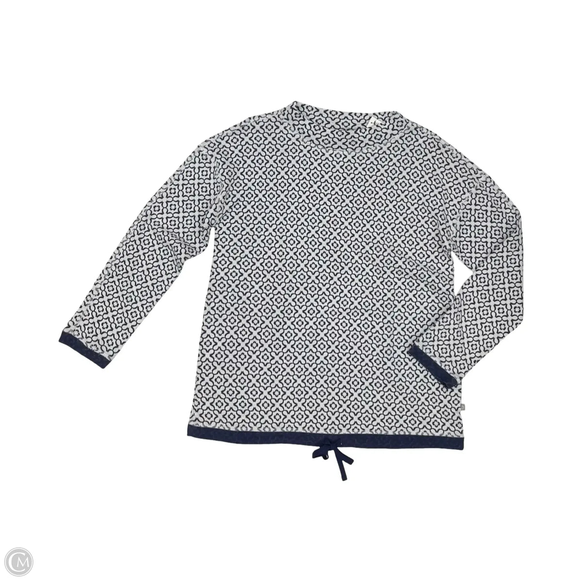 Top Long Sleeve By Talbots In Blue & White, Size: M