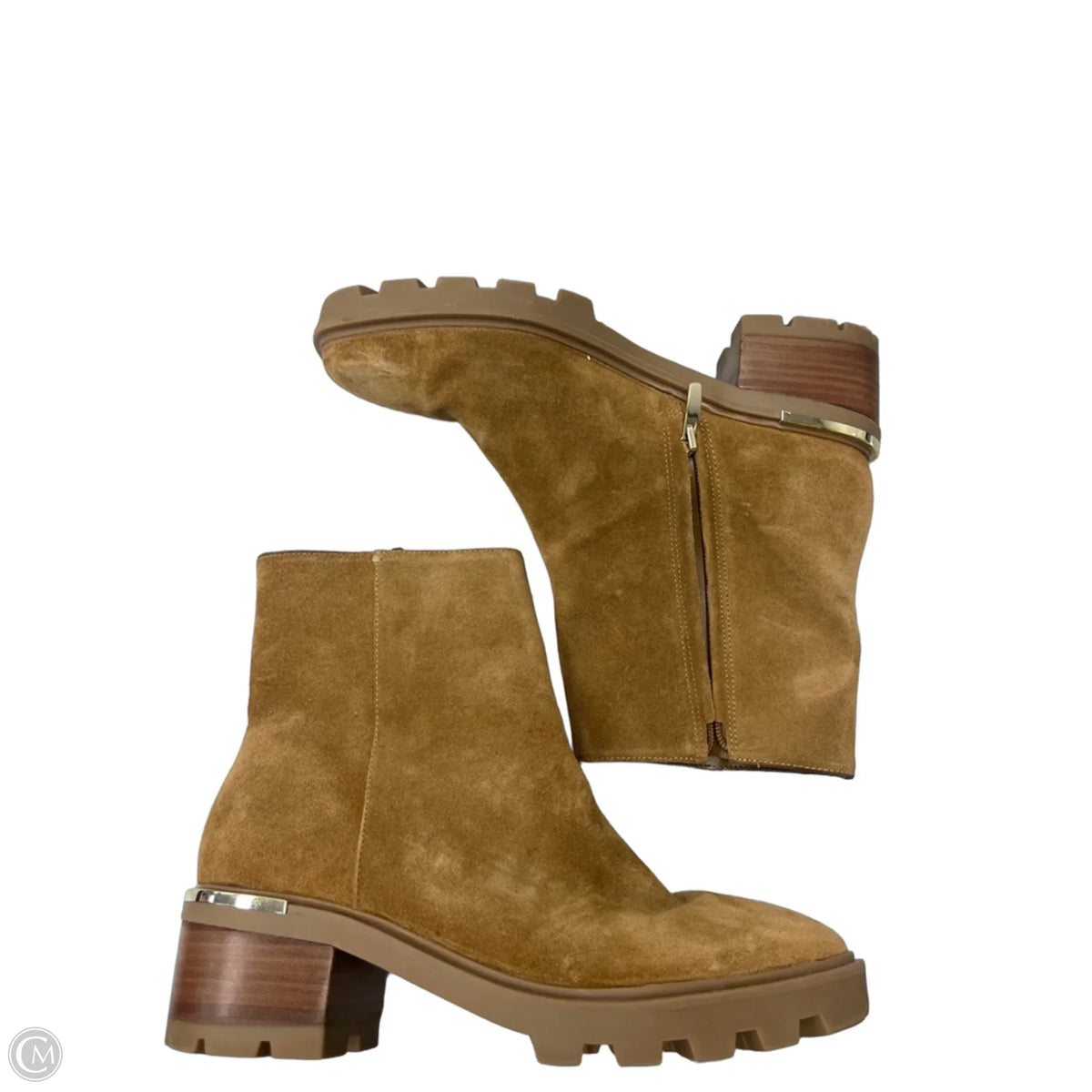 Boots Leather By Nine West In Tan, Size: 8.5