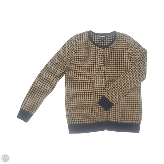 Sweater Cardigan By Lands End In Blue & Brown, Size: L