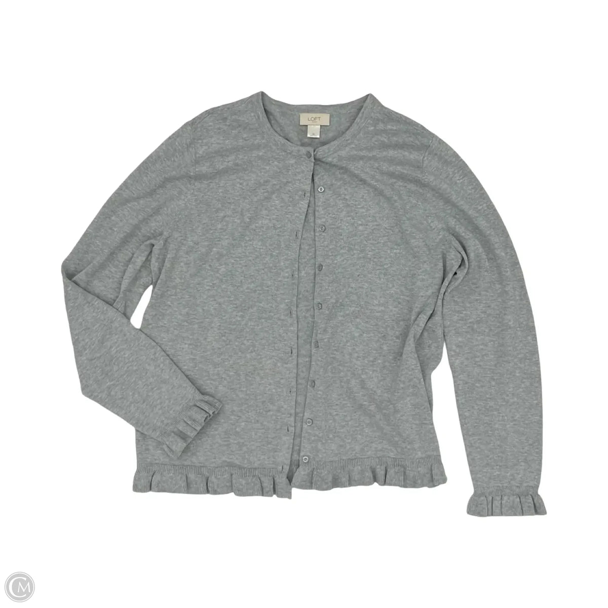 Sweater Cardigan By Loft In Grey, Size: Xl
