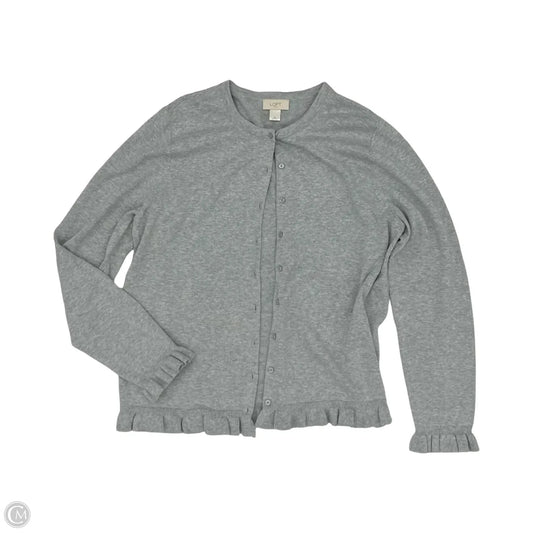 Sweater Cardigan By Loft In Grey, Size: Xl