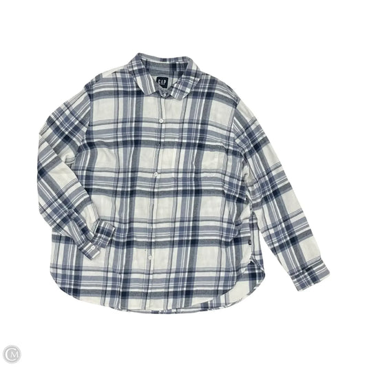 Top Long Sleeve By Gap In Blue & White, Size: Xl