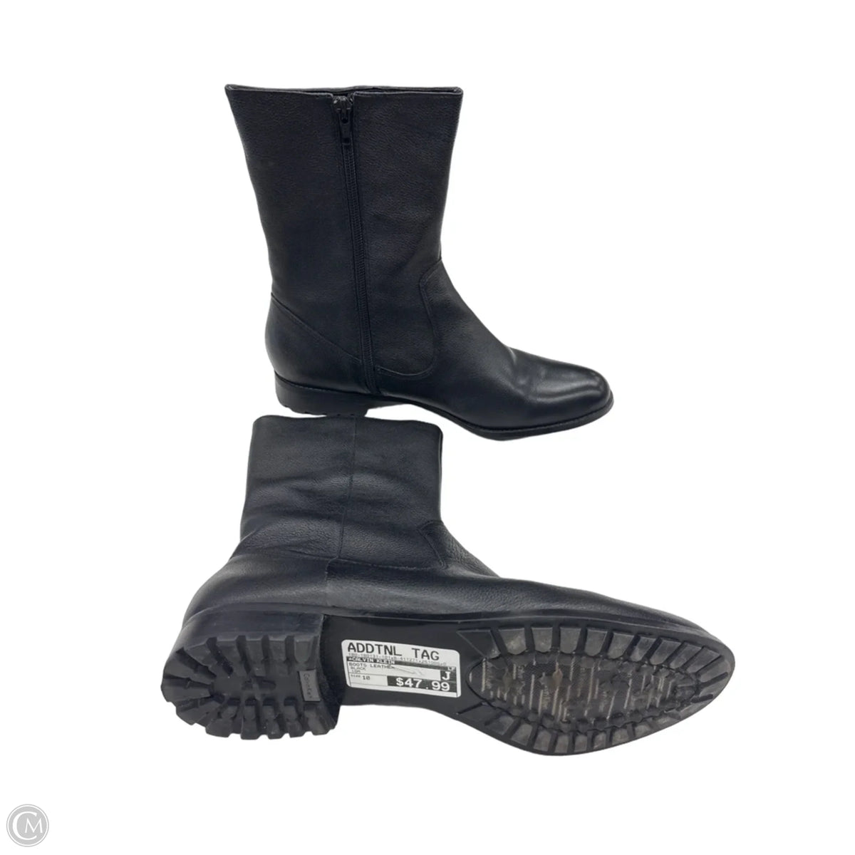 Boots Leather By Calvin Klein In Black, Size: 10