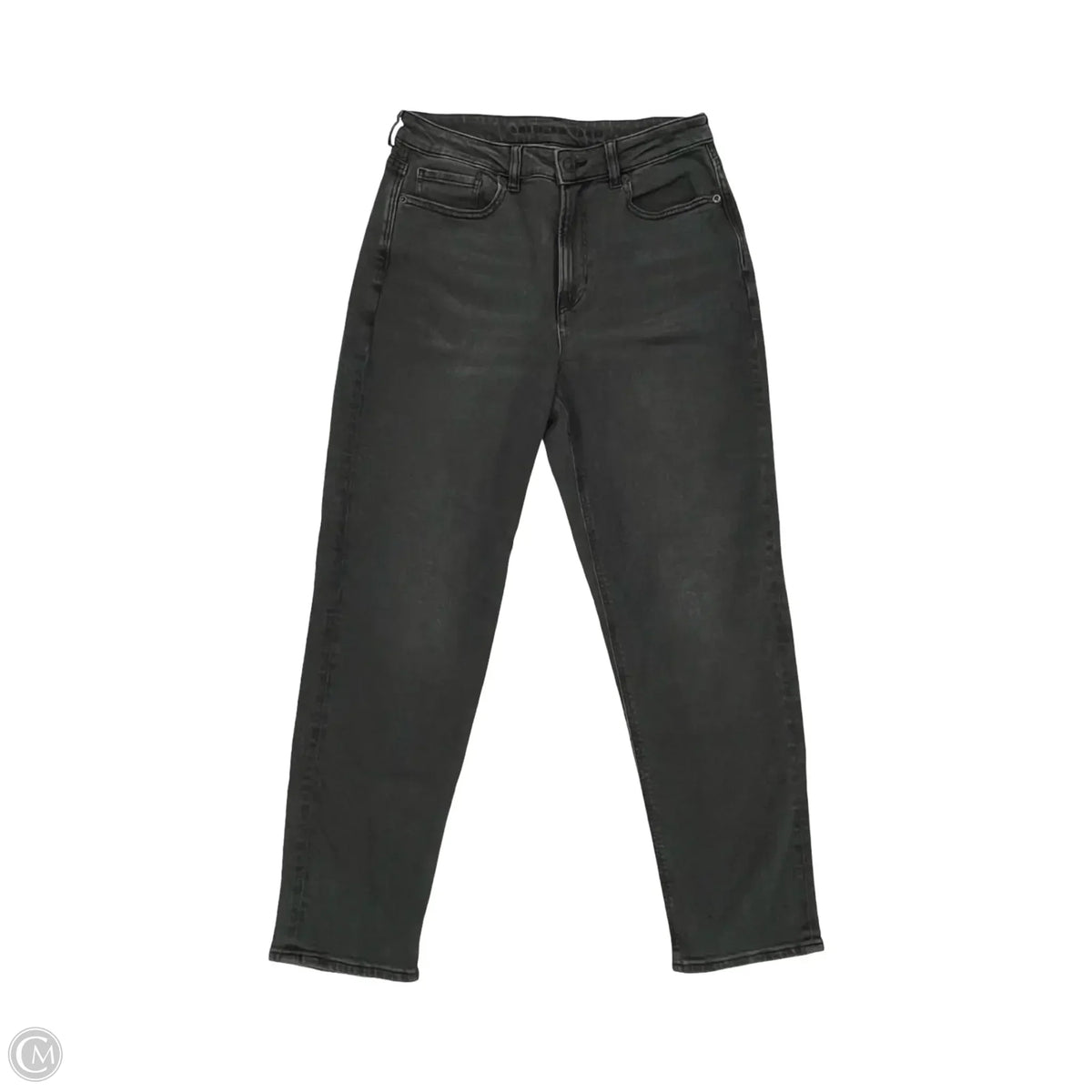 Jeans Straight By American Eagle In Black Denim, Size: 8
