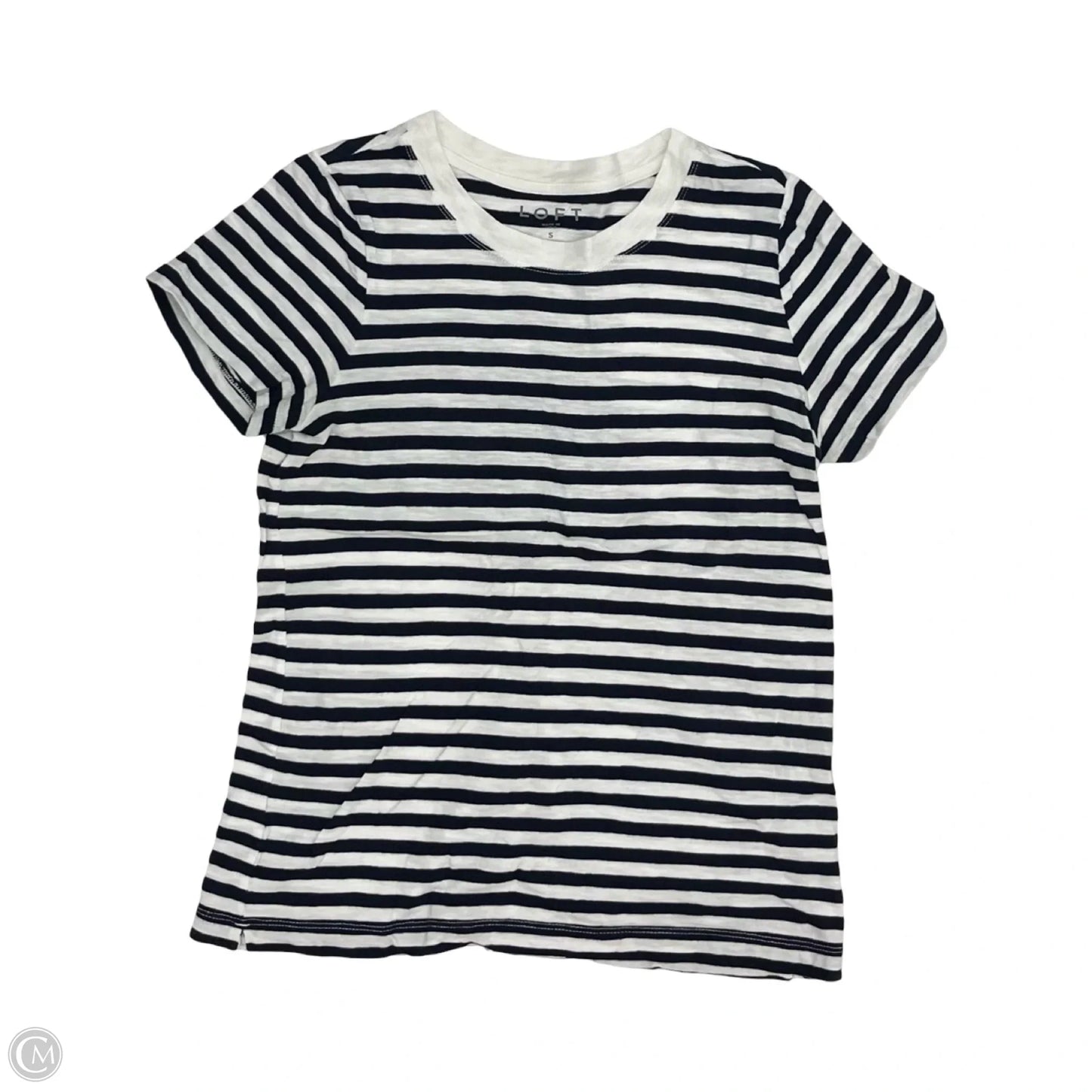 Top Short Sleeve By Loft In Blue & White, Size: S
