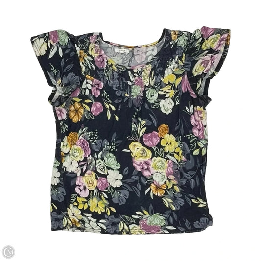 Top Short Sleeve By Maurices In Floral Print, Size: L