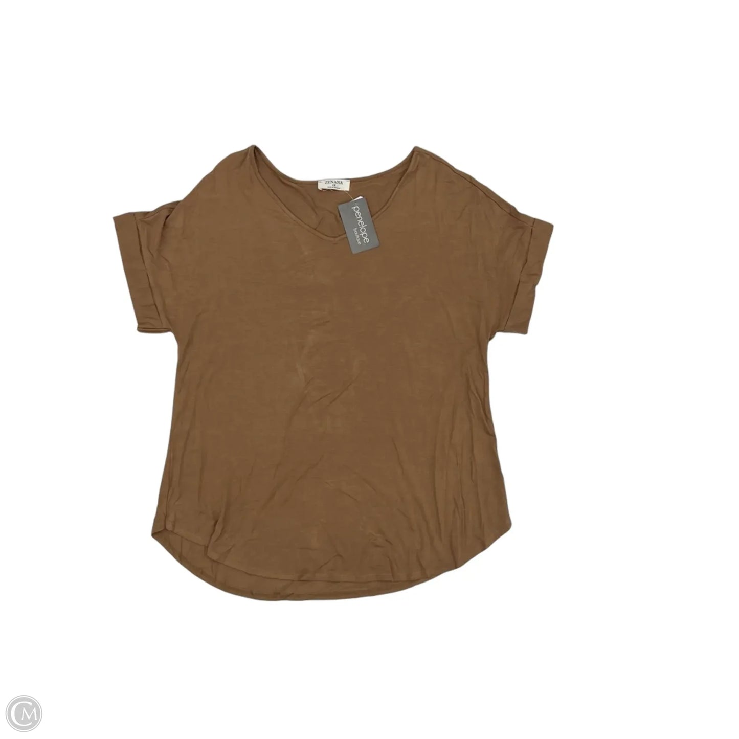 Blouse Short Sleeve By Zenana In Brown, Size: 1x