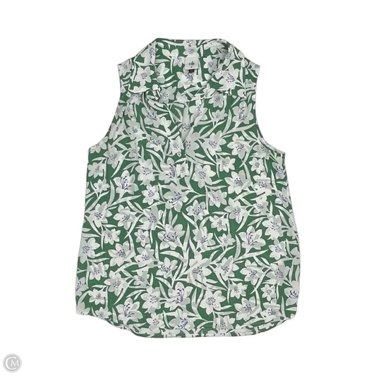 Blouse Sleeveless By Cabi In Green & White, Size: M