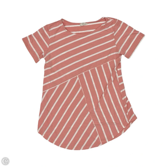 Top Short Sleeve By Yelete In Pink & White, Size: S