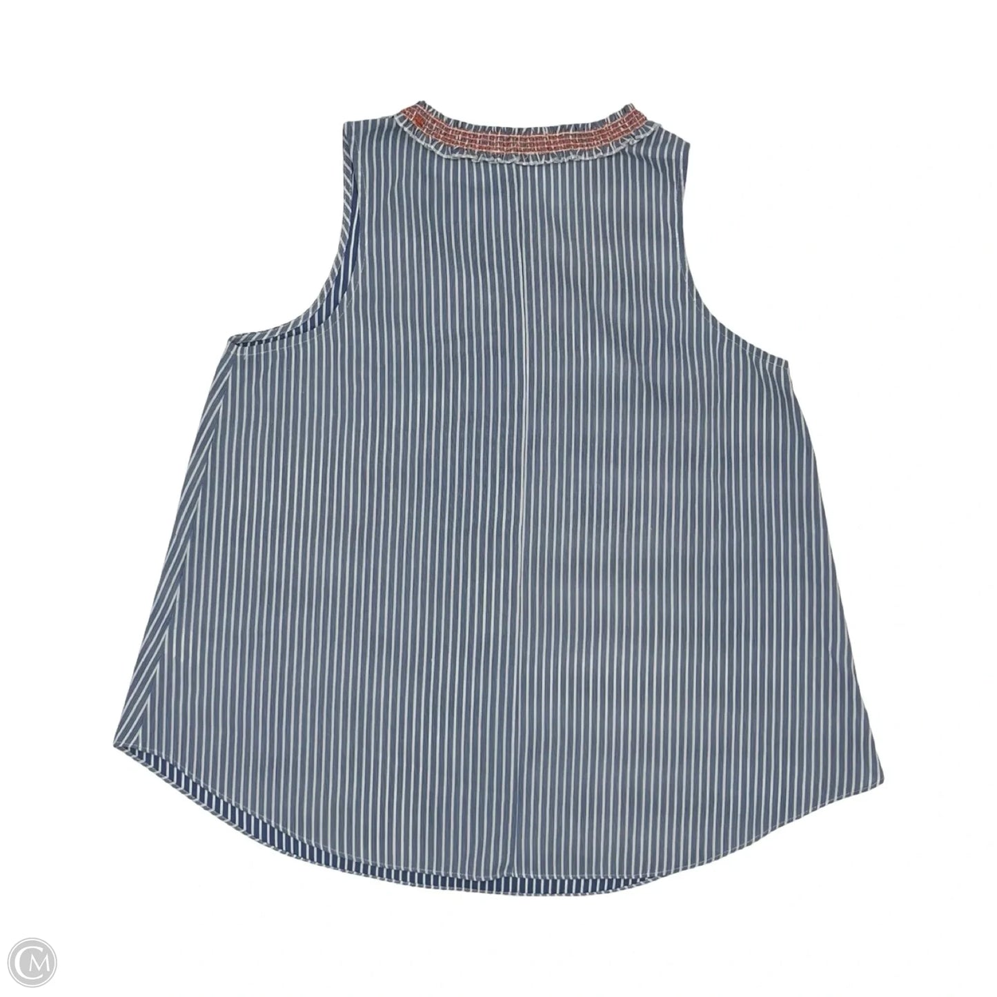 Blouse Sleeveless By Hem & Thread In Blue & White, Size: M