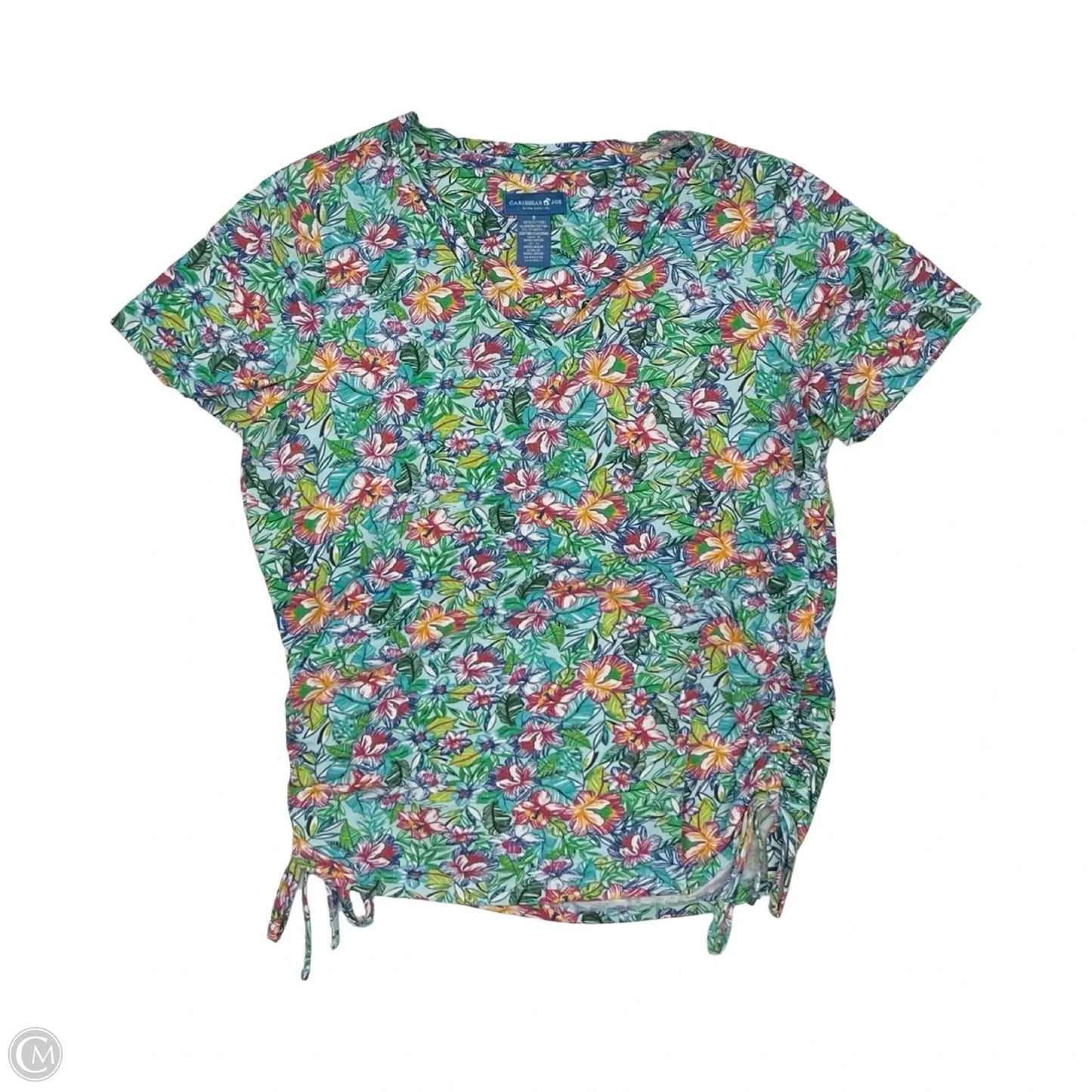 Top Short Sleeve By Caribbean Joe In Floral Print, Size: S