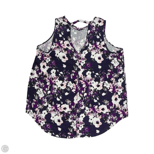 Blouse Sleeveless By Livi Active In Purple & White, Size: 2x