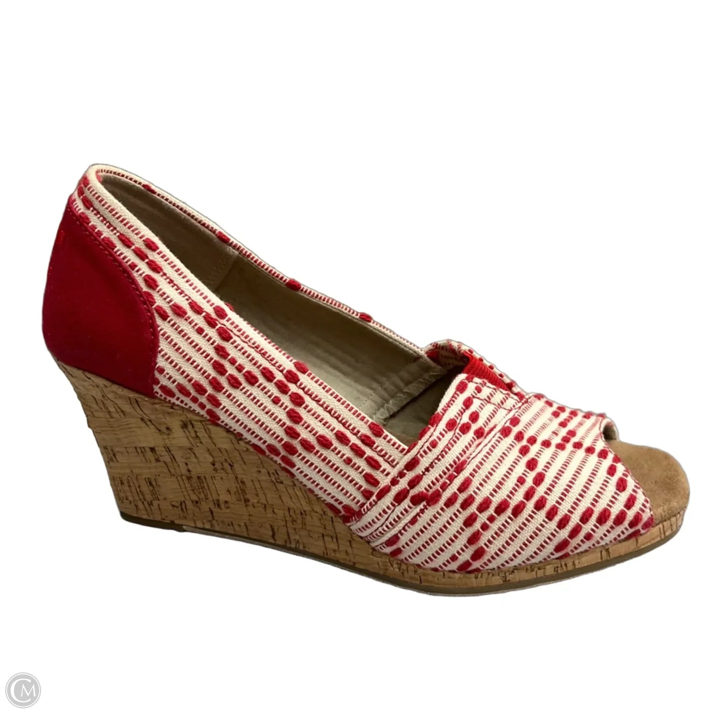 Sandals Heels Wedge By Toms In Red & Tan, Size: 8.5