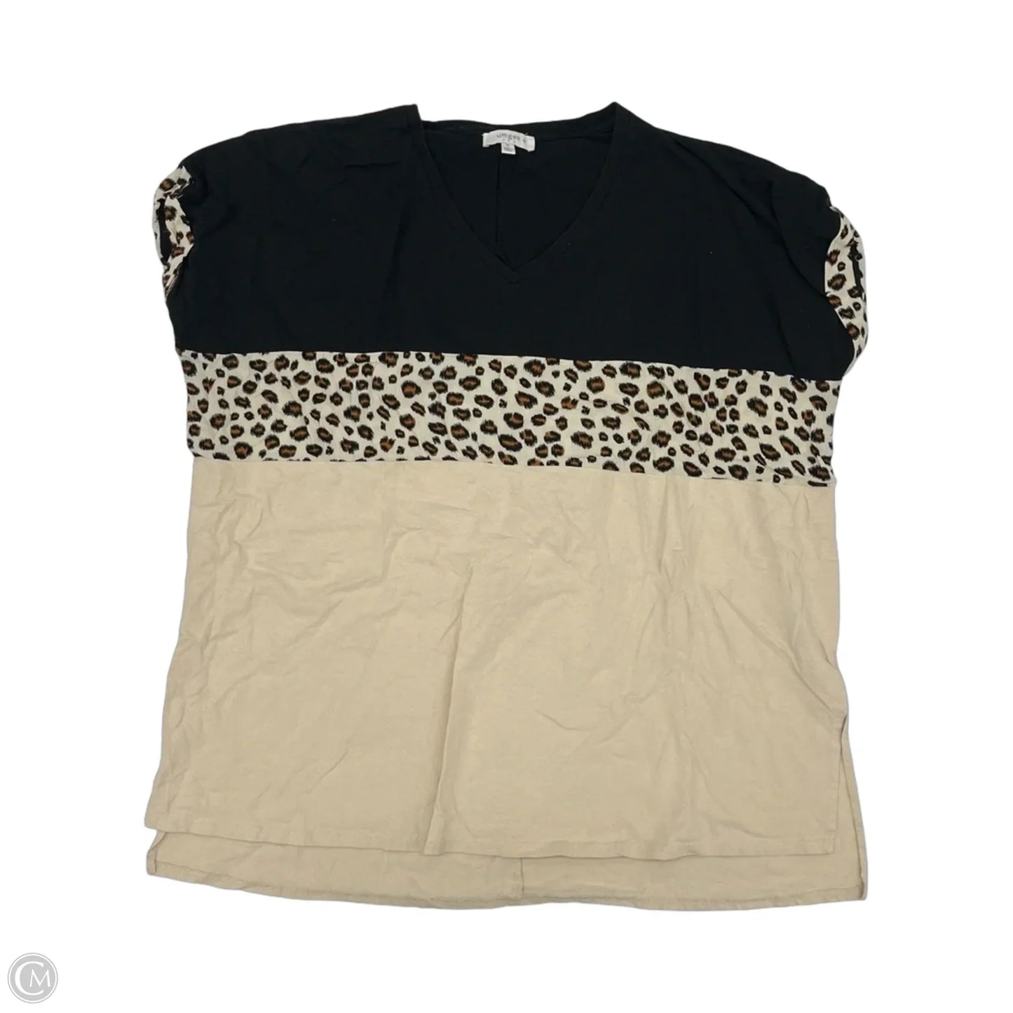 Tunic Short Sleeve By Umgee In Black & Tan, Size: Xl