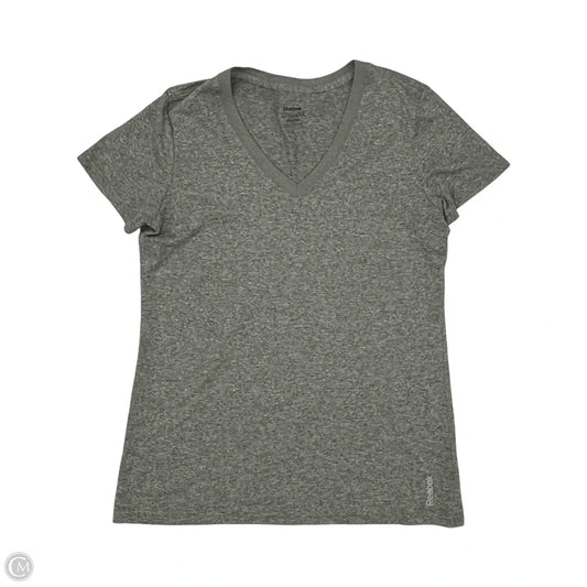 Athletic Top Short Sleeve By Reebok In Grey, Size: L