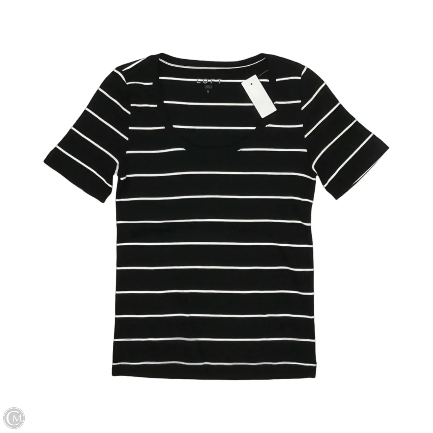 Top Short Sleeve By Loft In Black & White, Size: S