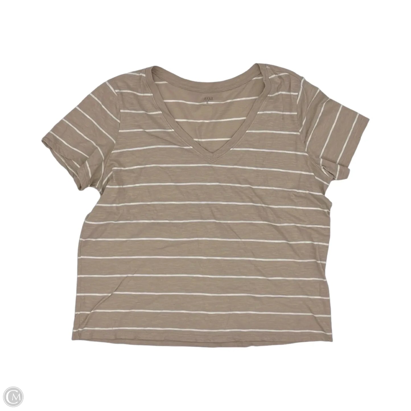 Top Short Sleeve By Ana In Tan & White, Size: Xl