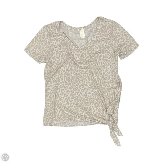 Top Short Sleeve By Matty M In Tan & White, Size: L