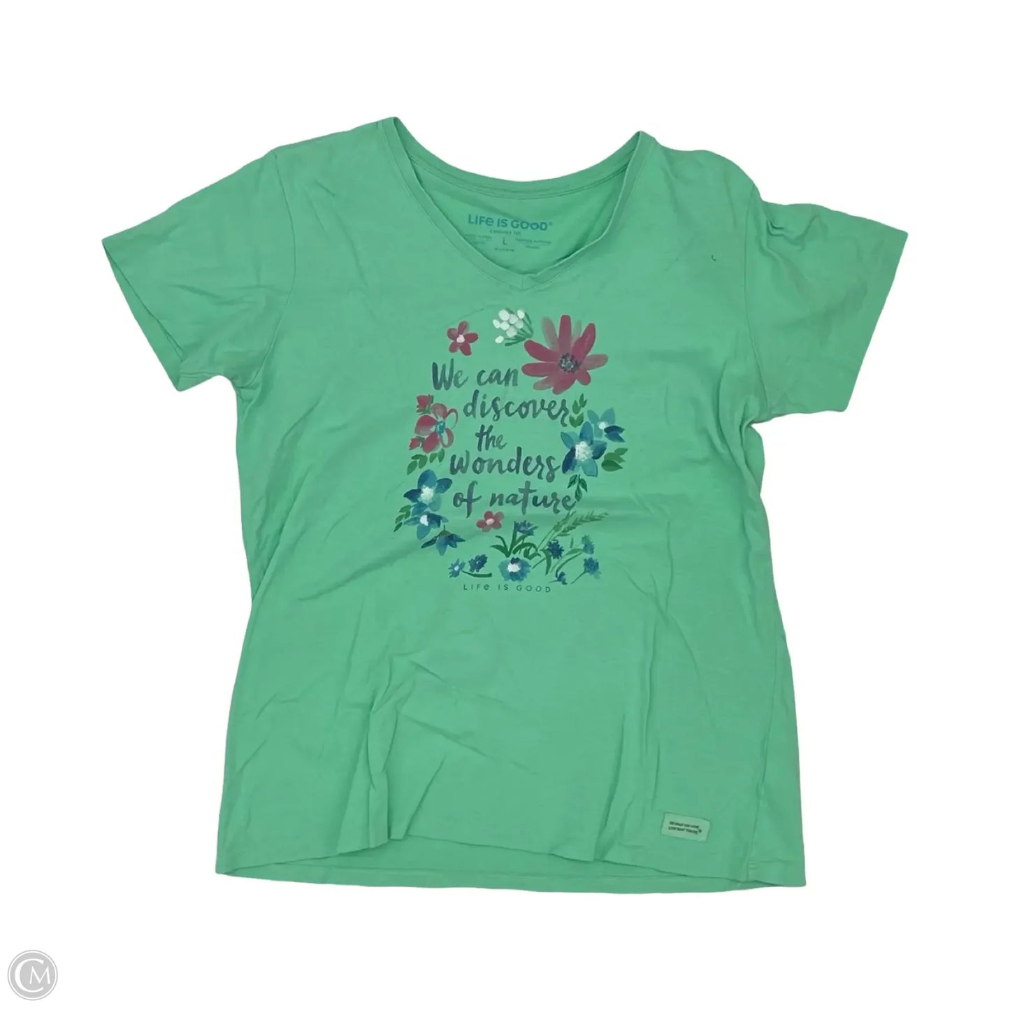 Top Short Sleeve By Life Is Good In Blue, Size: L