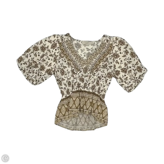 Blouse Short Sleeve By Loft In Tan, Size: Sp