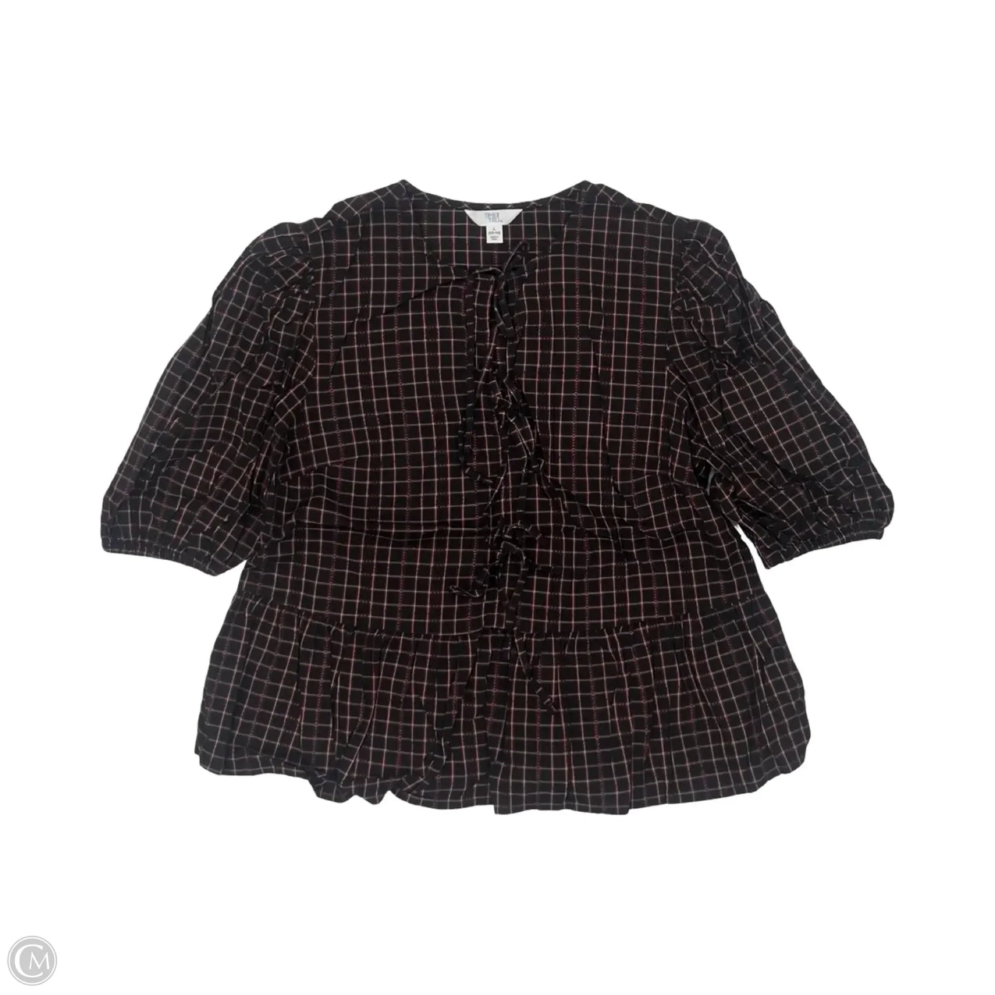 Top 3/4 Sleeve By Time And Tru In Black & Red, Size: L