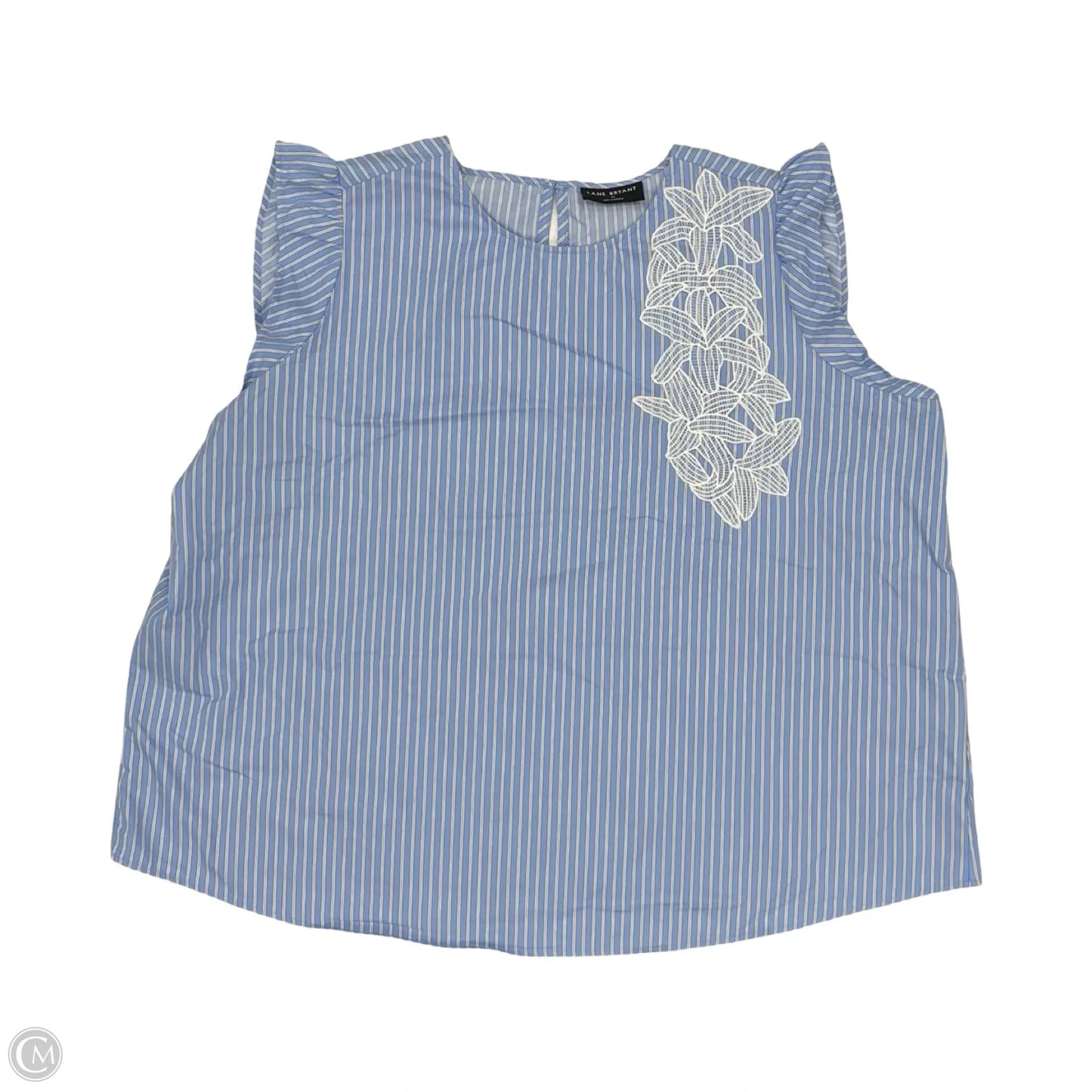 Blouse Sleeveless By Lane Bryant In Blue & White, Size: 3x