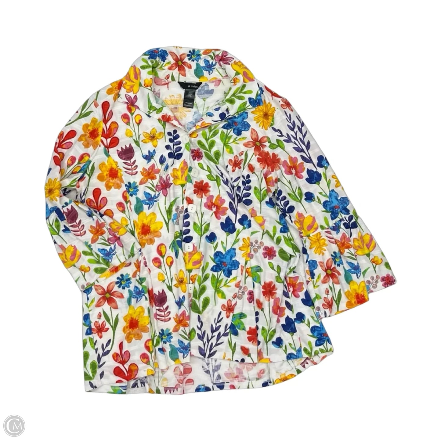 Blouse Long Sleeve By Ali Miles In Floral Print, Size: L