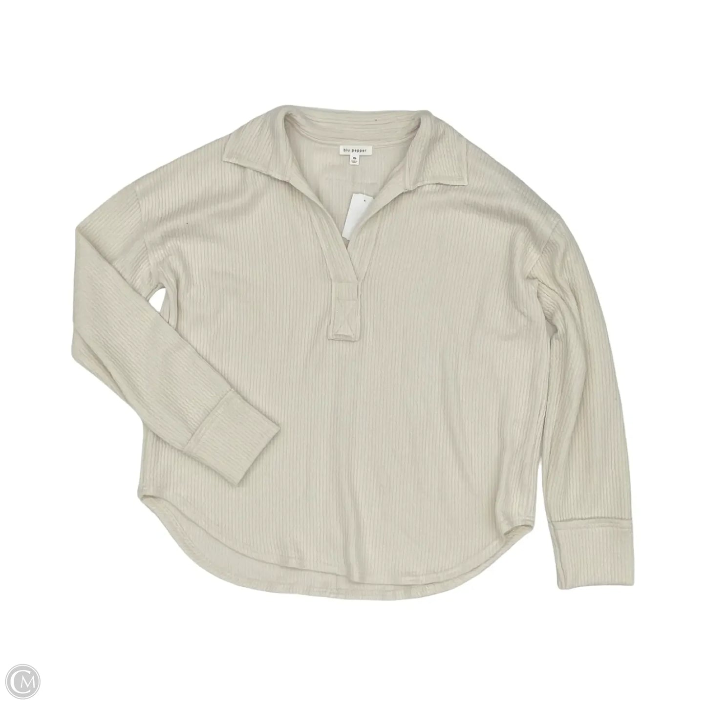 Top Long Sleeve By Blu Pepper In Cream, Size: Xl