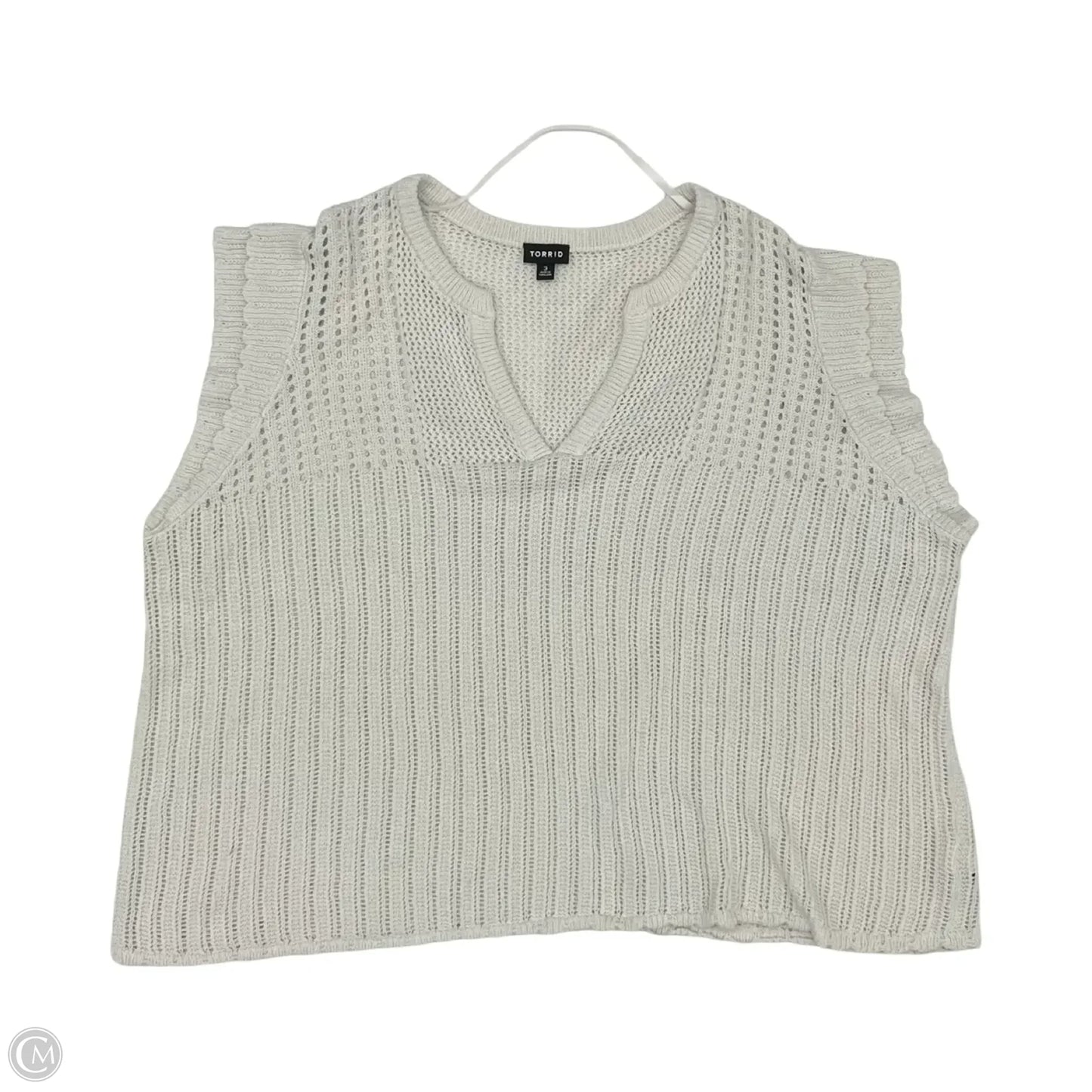 Sweater Short Sleeve By Torrid In White, Size: 3x