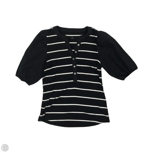 Blouse Short Sleeve By Nine West In Black & White, Size: L