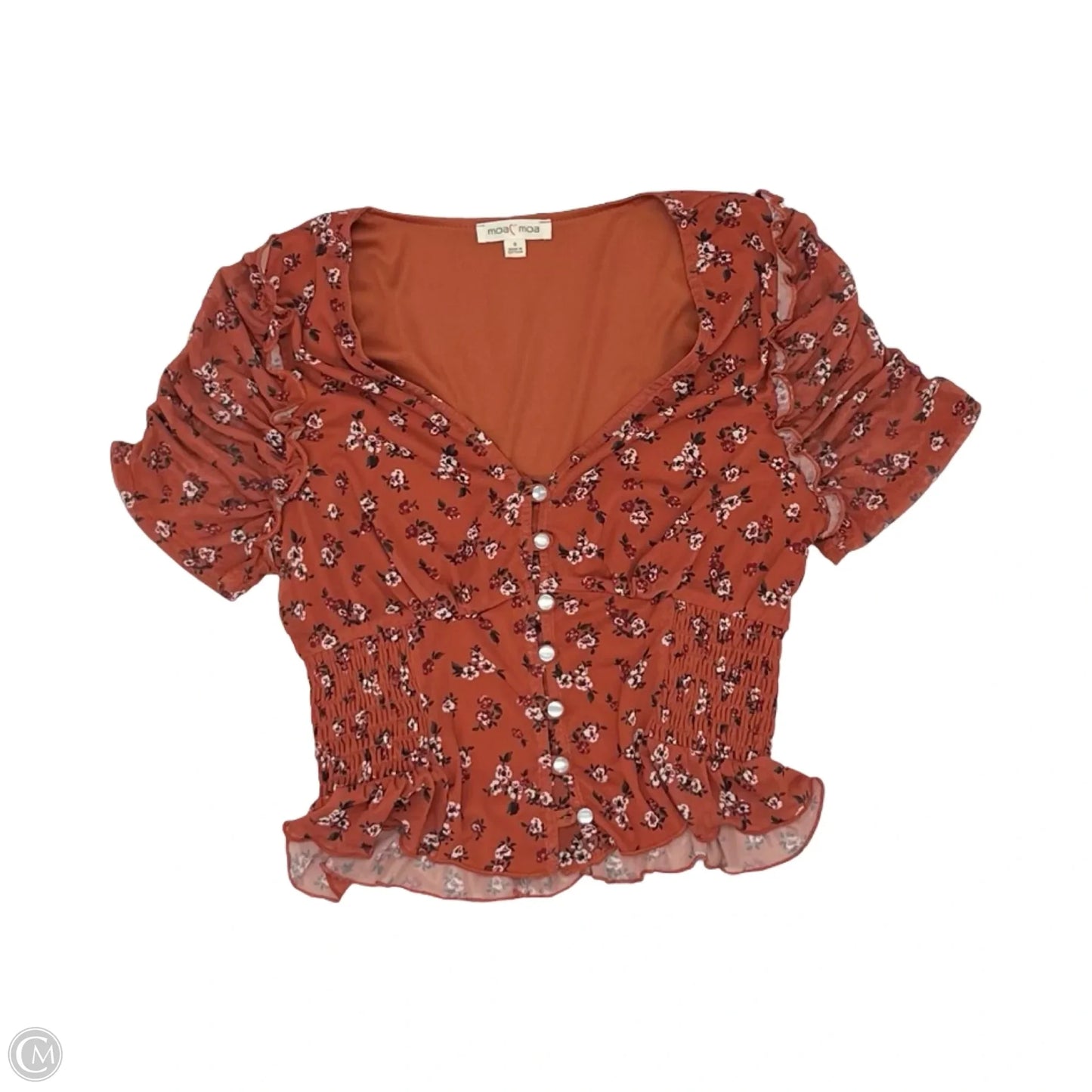 Blouse Short Sleeve By Moa Moa In Orange, Size: S