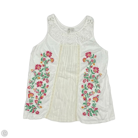 Top Sleeveless By Cato In White, Size: L