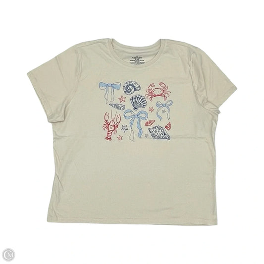 Top Short Sleeve By Cme In Cream, Size: 2x