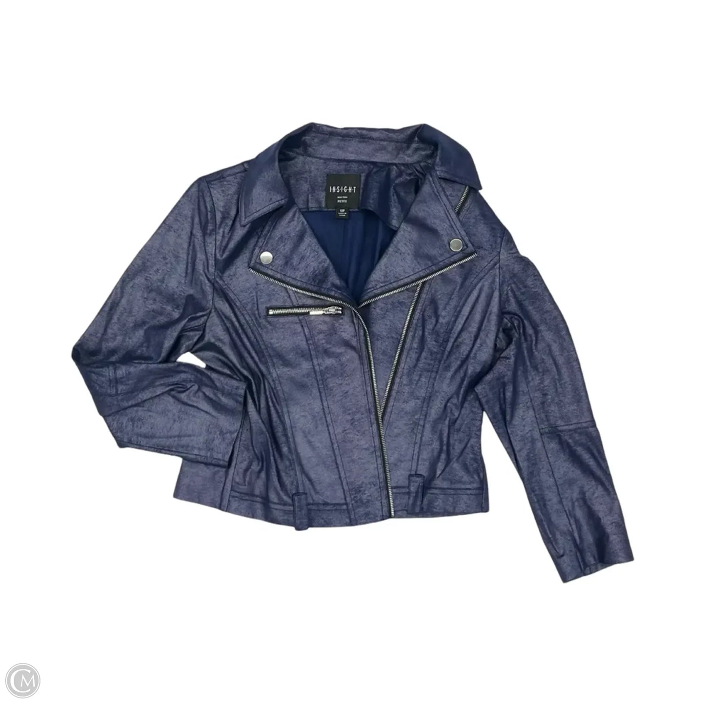 Jacket Moto By Clothes Mentor In Blue, Size: 12p