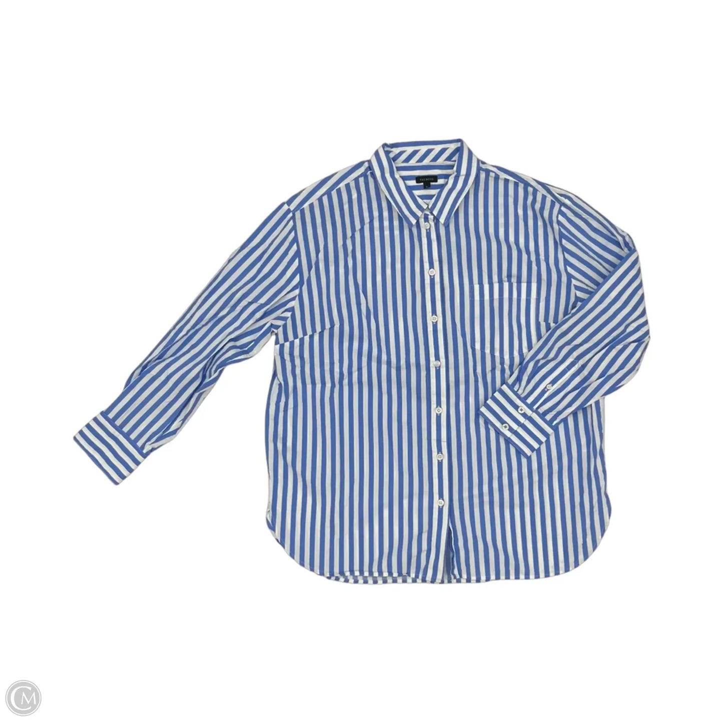 Top Long Sleeve By Talbots In Blue & White, Size: Xl