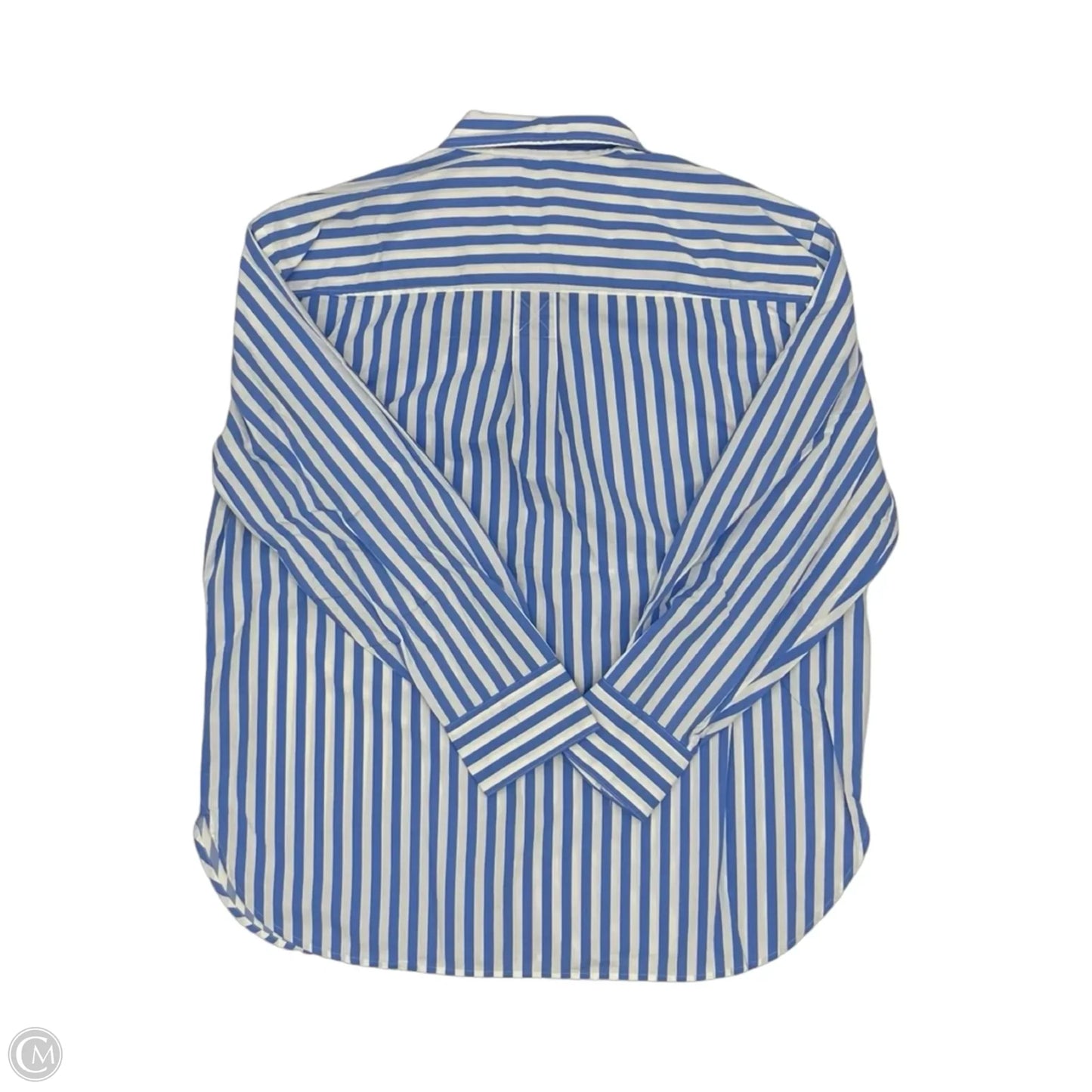 Top Long Sleeve By Talbots In Blue & White, Size: Xl