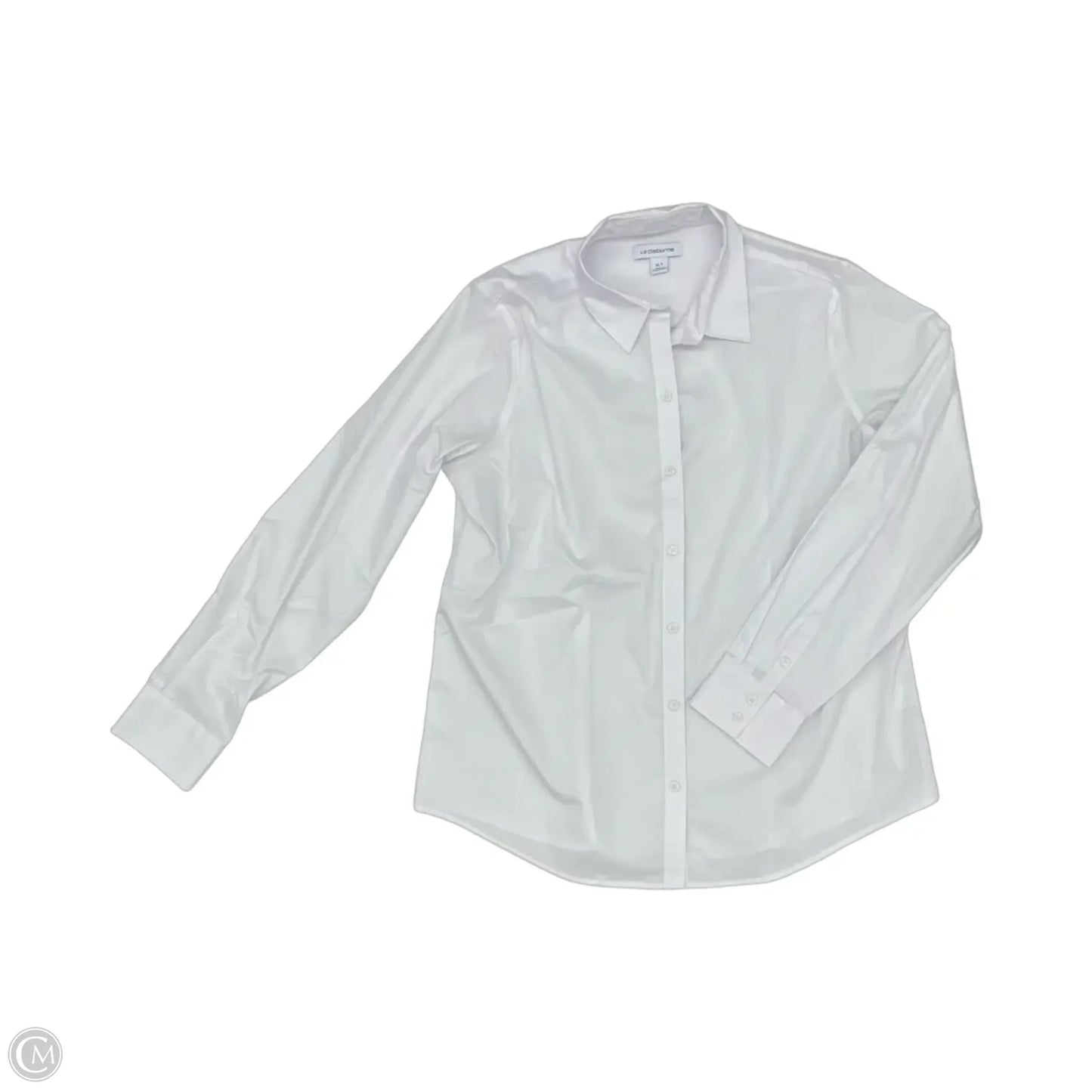 Top Long Sleeve By Liz Claiborne In White, Size: Xl
