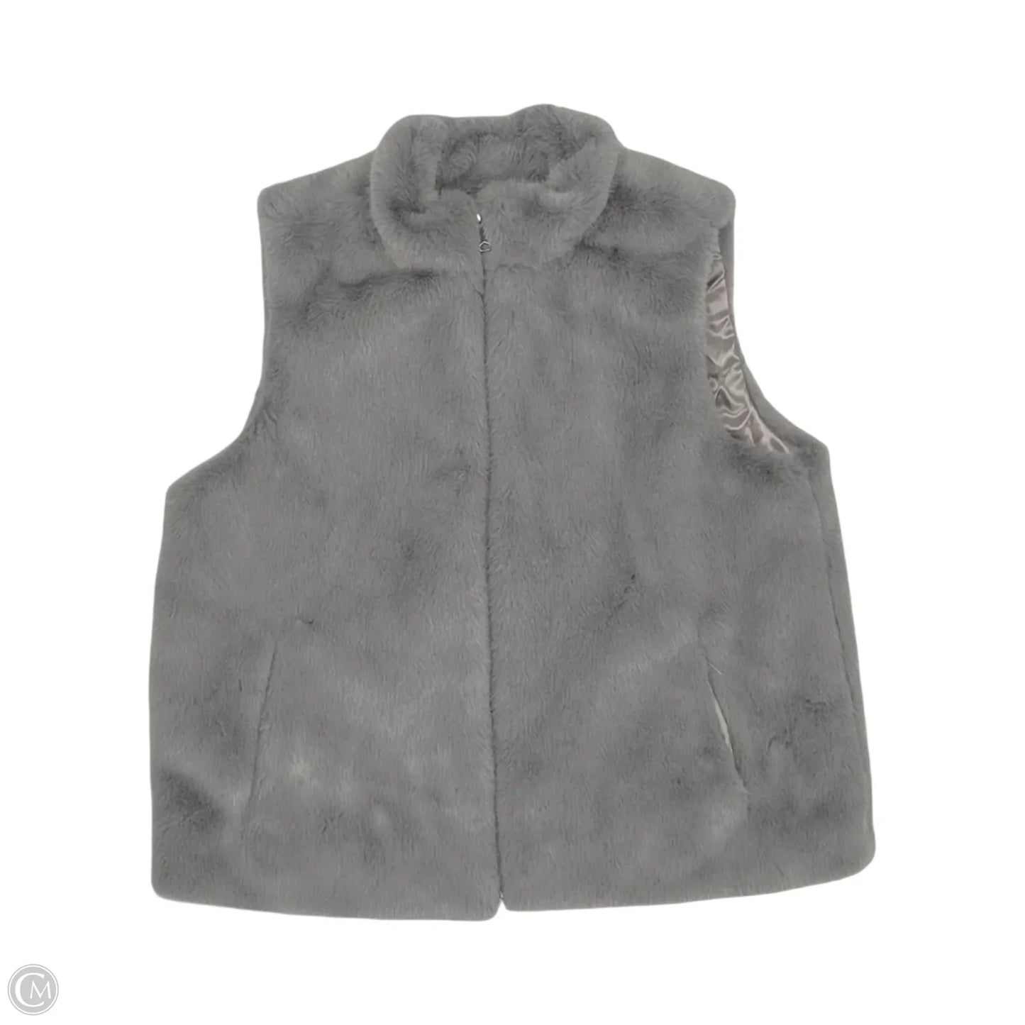 Vest Faux Fur & Sherpa By Christian Siriano In Grey, Size: L