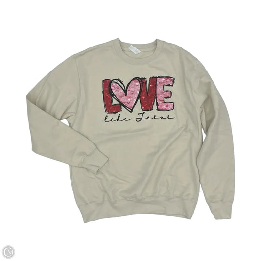 Sweatshirt Crewneck By Clothes Mentor In Tan, Size: L