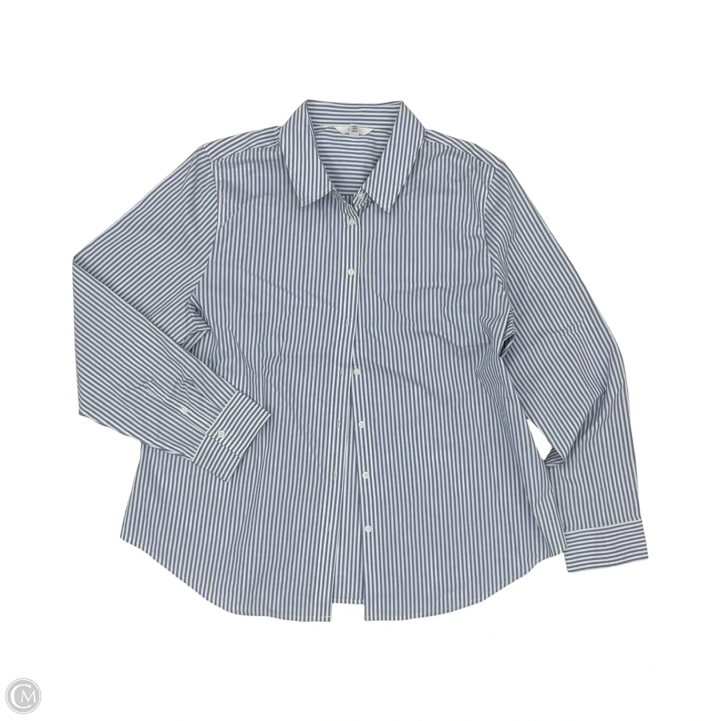 Top Long Sleeve By Time And Tru In Blue & White, Size: Xxl
