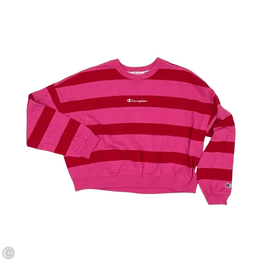 Top Long Sleeve By Champion In Pink & Red, Size: M