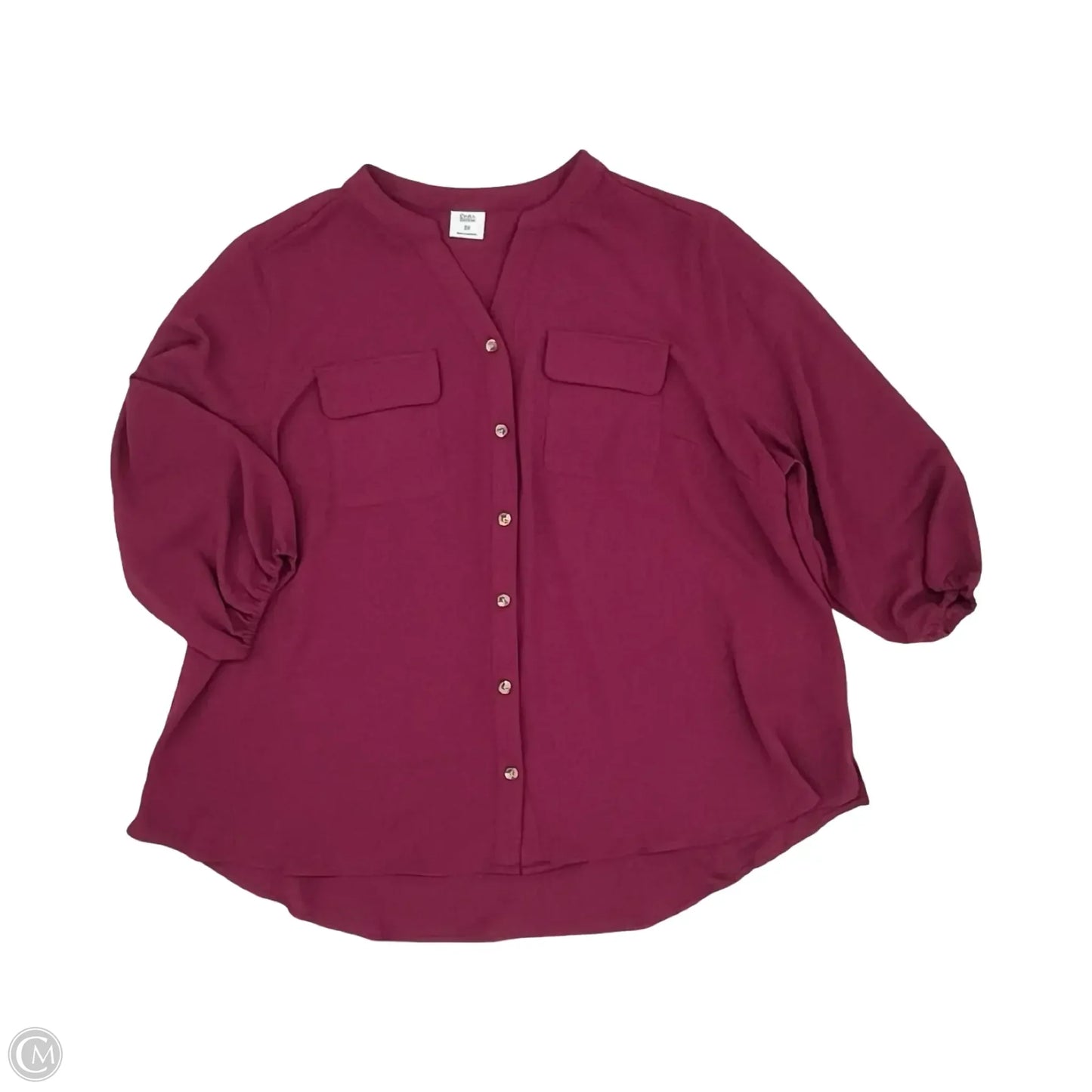 Blouse Long Sleeve By Croft And Barrow In Purple, Size: 2x