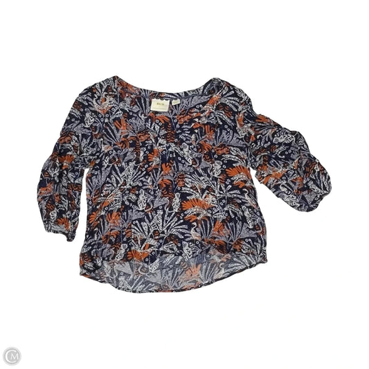 Blouse Long Sleeve By Maeve In Blue & Orange, Size: M
