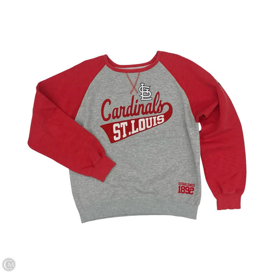 Athletic Sweatshirt Crewneck By Clothes Mentor In Grey & Red, Size: L